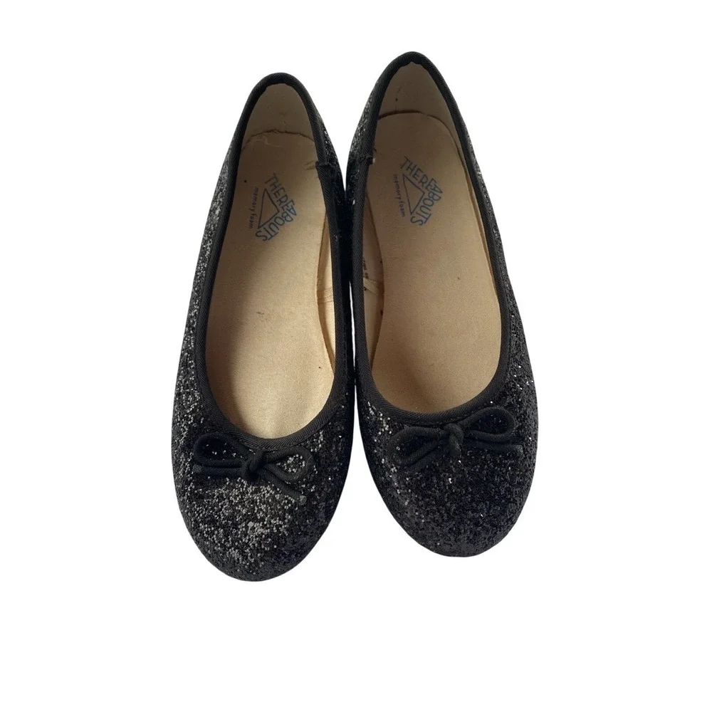 Girl's Thereabouts Lexi Ballet Flats - Black Glitter - Size 1M